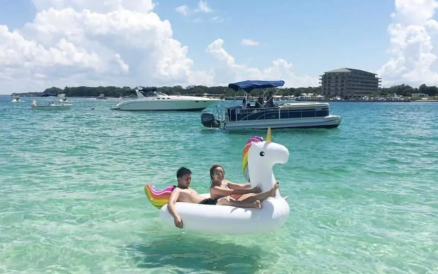 chilling on the water at crab island destin fl